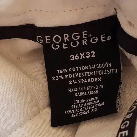 George Men's Pleated Tan Pants Khakis 36 x 32 - Picture 5 of 6